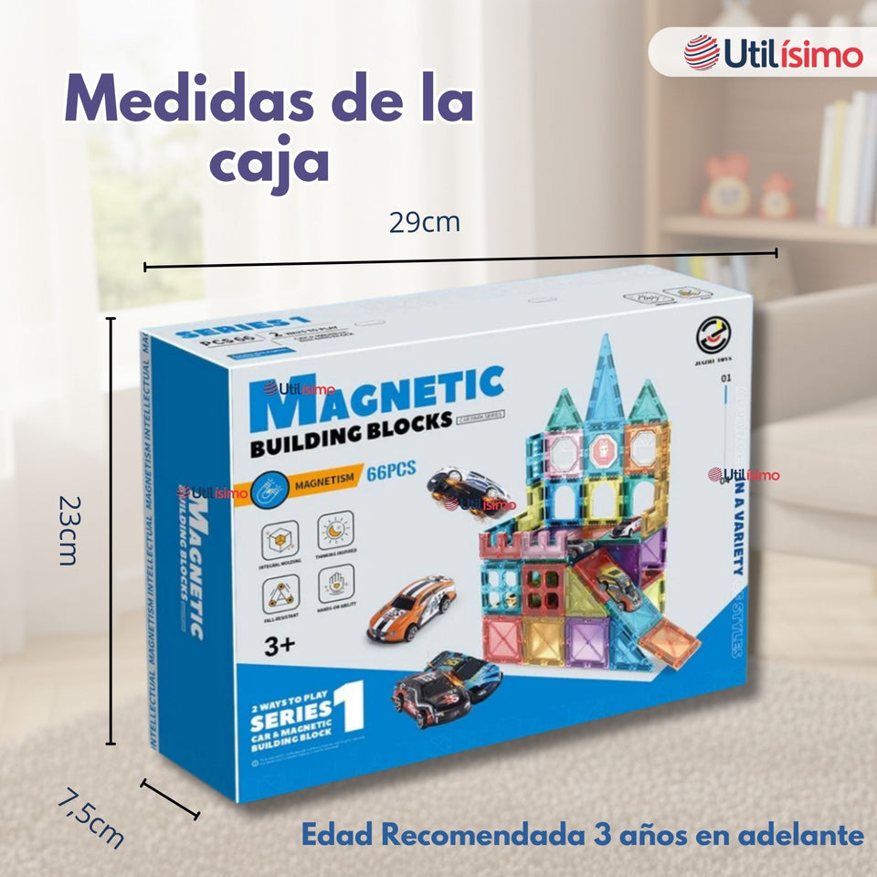 Juego Bloques De Construcción Magnéticos 3D 66 Piezas para Niños