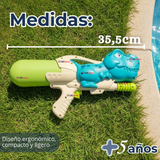 Pack 2 Pistolas Lanza Agua Dinosaurio 35cm 600ml Juguete Colores Surtidos Niño