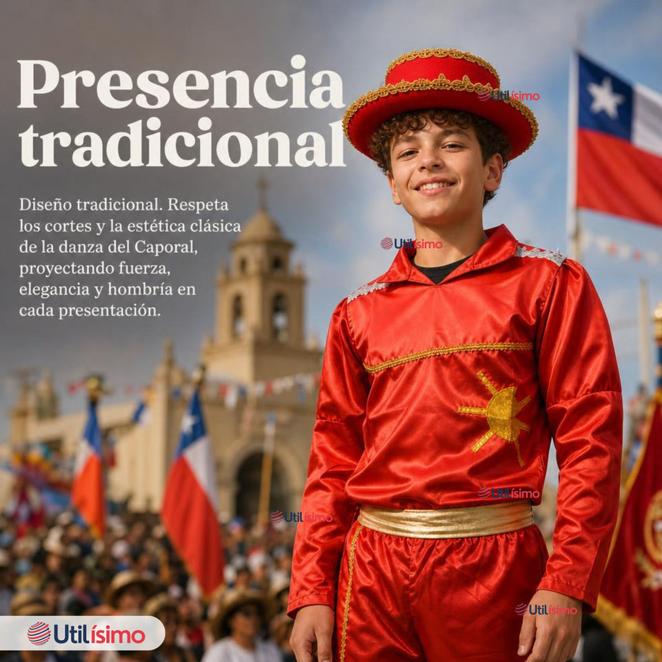 Traje Típico Caporal Rojo Con Sombrero Danza Tradicional Fiestas Patrias