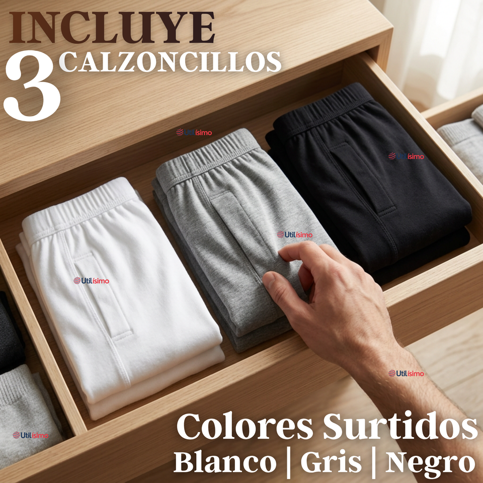 Pack 3 Calzoncillos Largos Algodón Calza Hombre Invierno Primera Capa