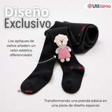 Panty 3D Osito Negro Tejida Niña Ballerina 78% Algodón Premium