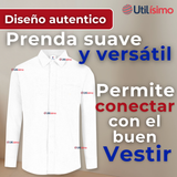 Camisa Casual De Vestir Manga Larga Cuello Americano 100% Algodón Blanco