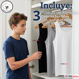 Pack 3 Camisetas Poleras Algodón Primera Capa Basica Manga Corta Colores Surtidos Niño