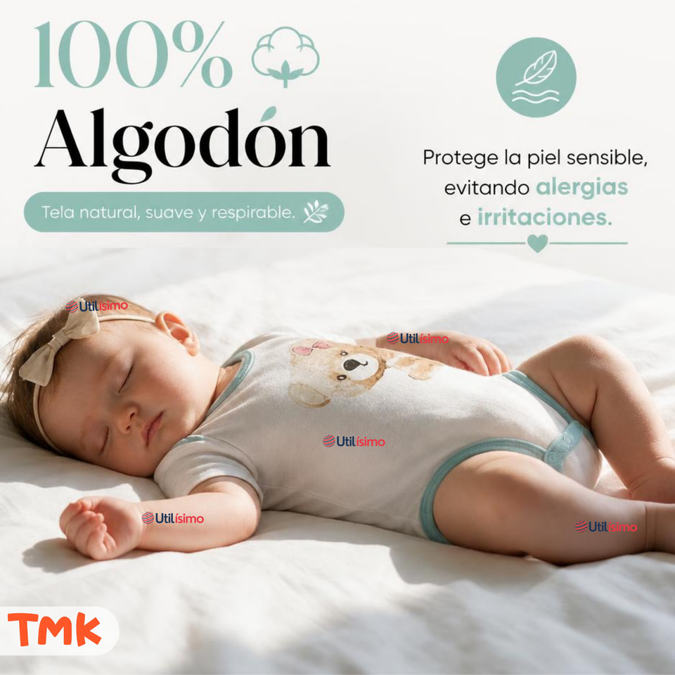 Pack 5 Bodys Manga Corta %100 Algodón Tedmimak Niña Cuddly Bears