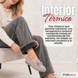 Pantalón Cotelé Palazzo Polar Con Chiporro Elasticado Térmico Gris Melange