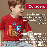 Polera Brainrots 100% Algodón Manga Corta Niño Tralalero Rojo