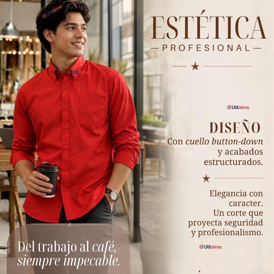 Camisa Roja Huaso Clásica Regular Fit Casual Manga Larga