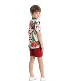 Conjunto de Vestir Hawaiano Manga Corta Niño  1 a 5 Años Rojo Hawaiano