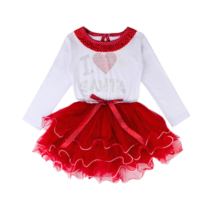 Vestido de Navidad para Niñas con Tul 2 a 6 años Manga Larga Brillo de Navidad