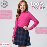 Pack 3 Poleras Camisetas Polar Fucsias Primera Capa Cuello Beatle Manga Larga Niña