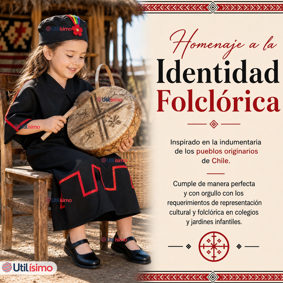 Pack 3 Trajes Típicos Vestidos Mapuche 9 Piezas Niña Fechas Patrias