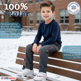 Polera Camiseta Polar Azul Primera Capa Escolar Cuello Redondo Manga Larga Niño
