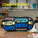 Mochila Escolar Bolso Con Estuche 43Cm Tela Oxford Niño Happy Skate