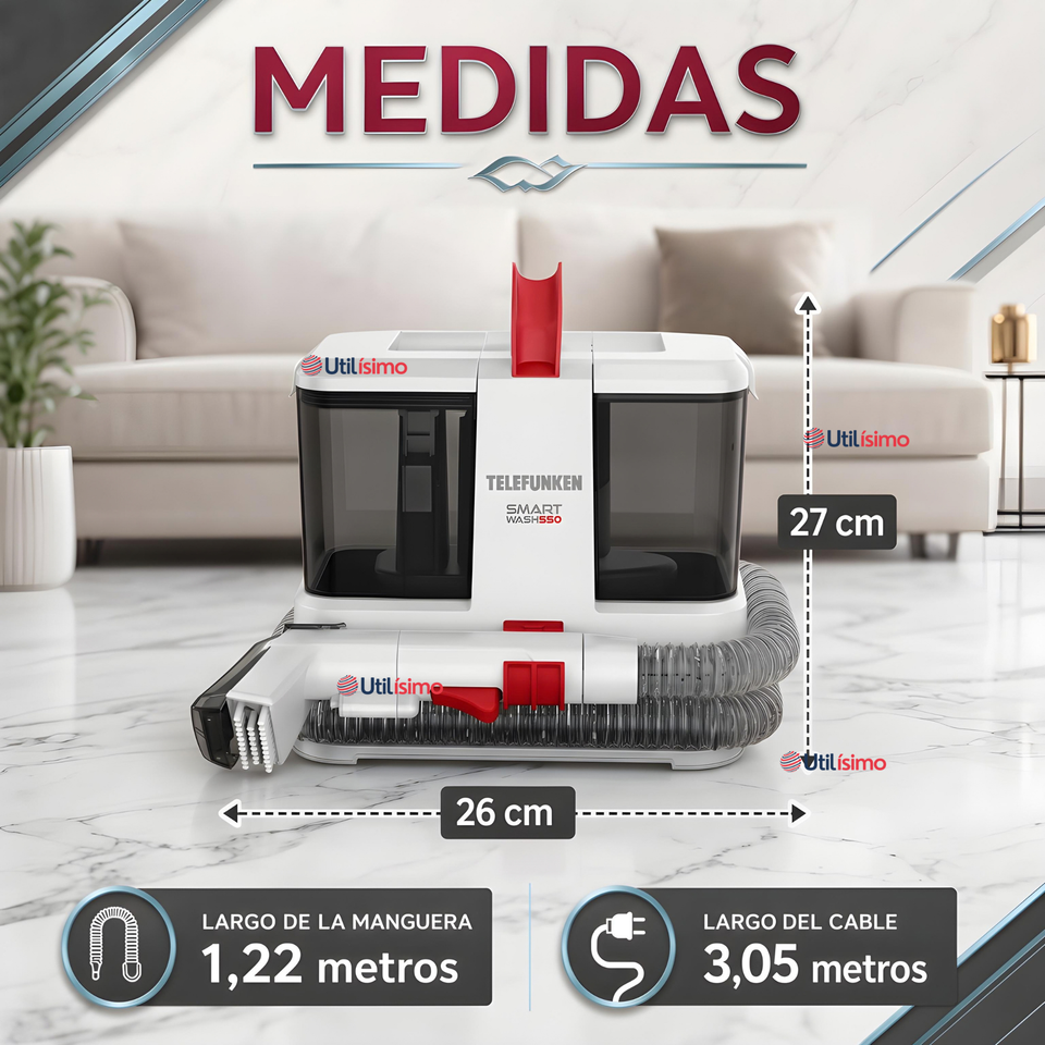 Aspiradora Limpia Tapiz Telefunken Smart Wash 550W Blanco