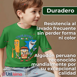 Polera Brainrots 100% Algodón Manga Corta Niño Tralalero Verde