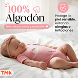 Pack 5 Bodys Manga Corta %100 Algodón Tedmimak Niña Bunny Blossom