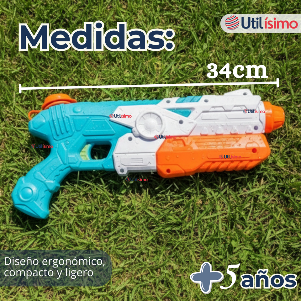 Pack 2 Pistolas Lanza Agua 34cm 600ml Juguete Colores Surtidos Niño