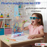 Pizarra Mágica Luz Led 3D Niño o Niña con Plantillas de Dibujos
