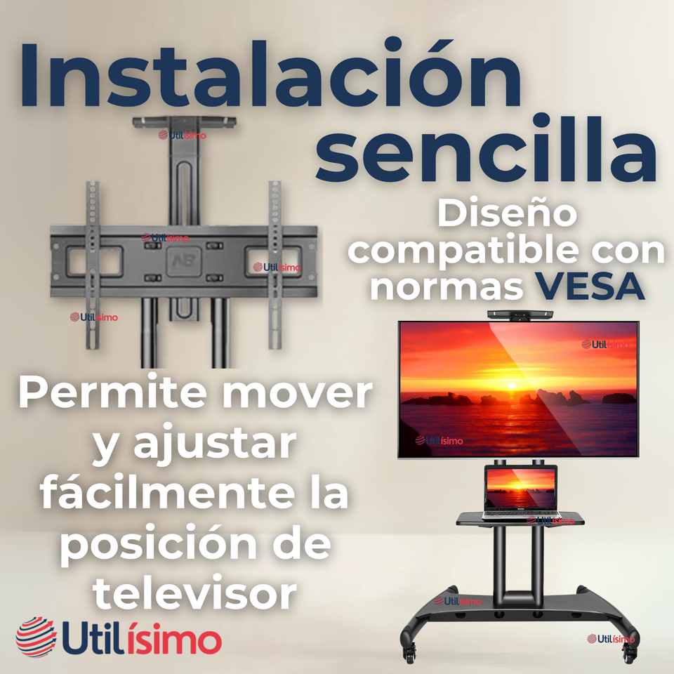 Soporte TV Portátil Con Ruedas 45Kg 32 a 75 Pulgadas 32 40 43 50 55 60 65 70 75