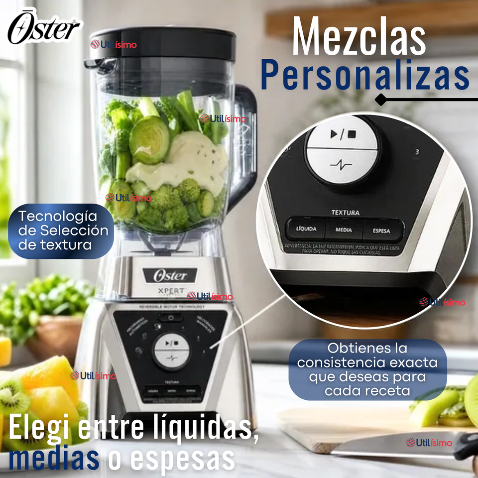 Licuadora Xpert Series™ niquelada con control de textura y un Blend N Go BLST3BCPG