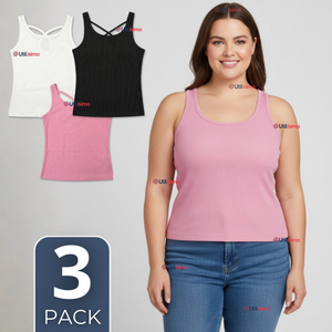 Pack 3 Camisetas Poleras 100% Algodón Básicas Lisa Con Espalda Cruzada Mujer Colores Surtidos Peto