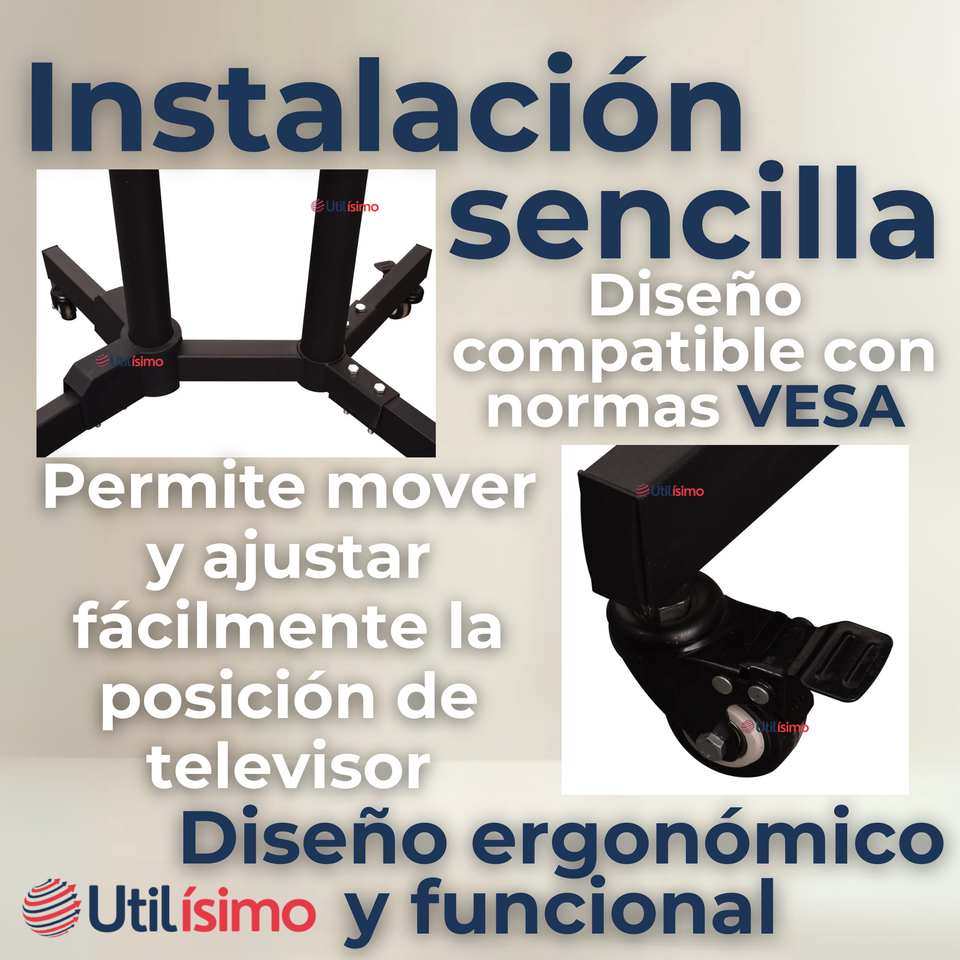 Soporte TV Grande Móvil Con Ruedas 32 a 75 Pulgadas 32 40 43 50 55 60 65 75