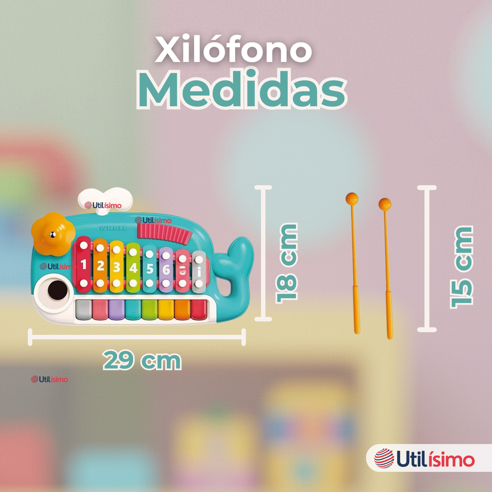Juguete Xilófono Piano 5 en 1 Bebé Niña Niño Interactivo Notas Multicolor
