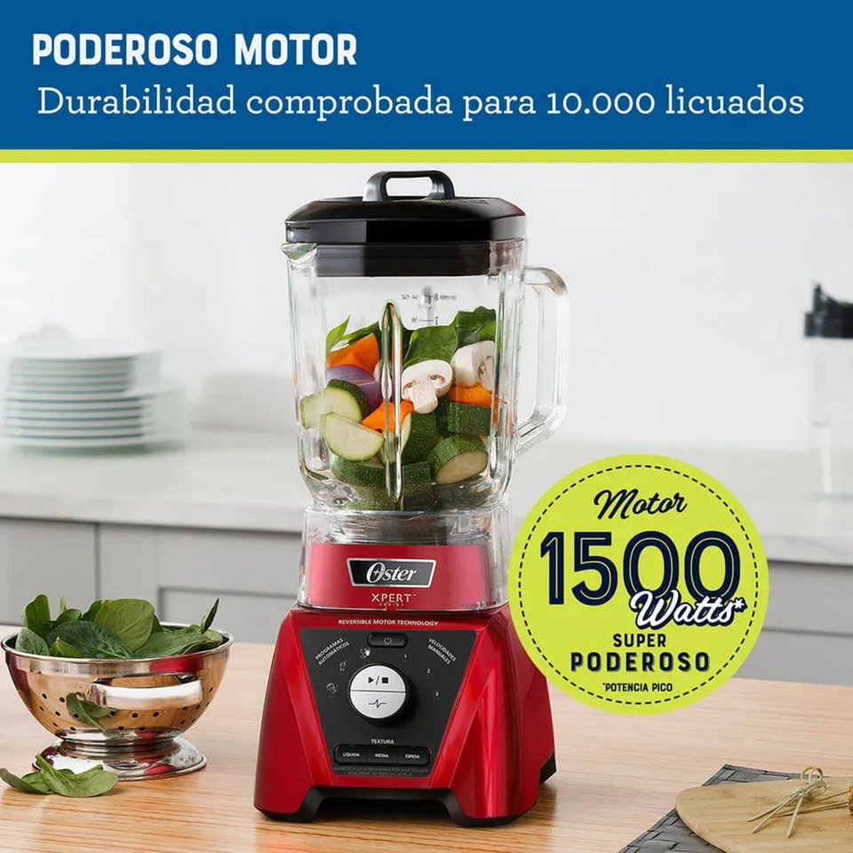 Licuadora Xpert Series™ roja con control de textura y un Blend N Go BLST3BRPG