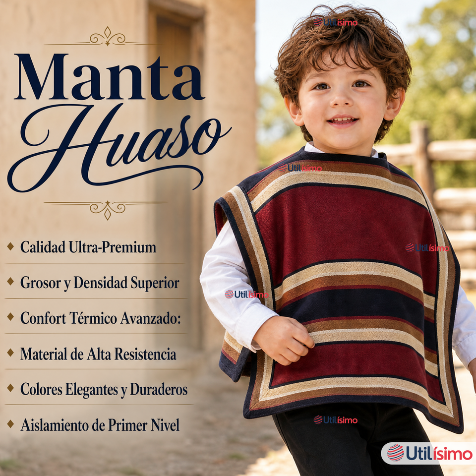 Pack 3 Mantas Poncho Huaso Niño Juvenil Baile Cueca Fiestas Patrias