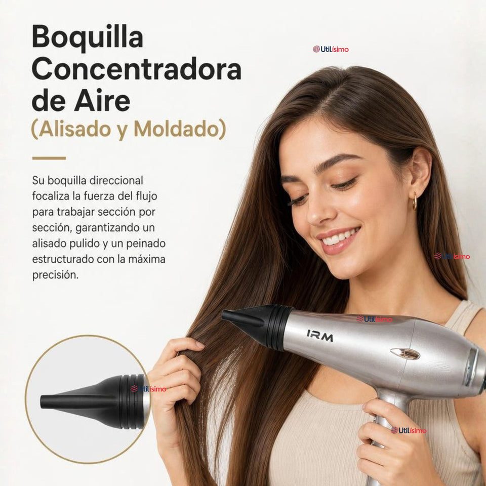 Secador de cabello Profesional 5000w Potencia y Estilo Plateado con Difusor