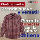 Camisa Huaso Cuadrillé Cuadro Manga Larga 100% Algodón Negro Rojo Casual