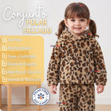 Buzo Polerón Conjunto Polar Niña Con Capucha Animal Print