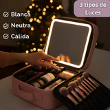 Estuche Maquillaje 2 en 1 Bolso Cosmetiquero Espejo Con Luz Led Organizador
