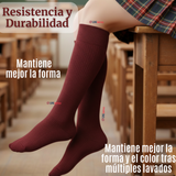 Pack 6 Calcetínes Escolares Largo Acrílico Burdeo Niñas Juvenil Color Vino
