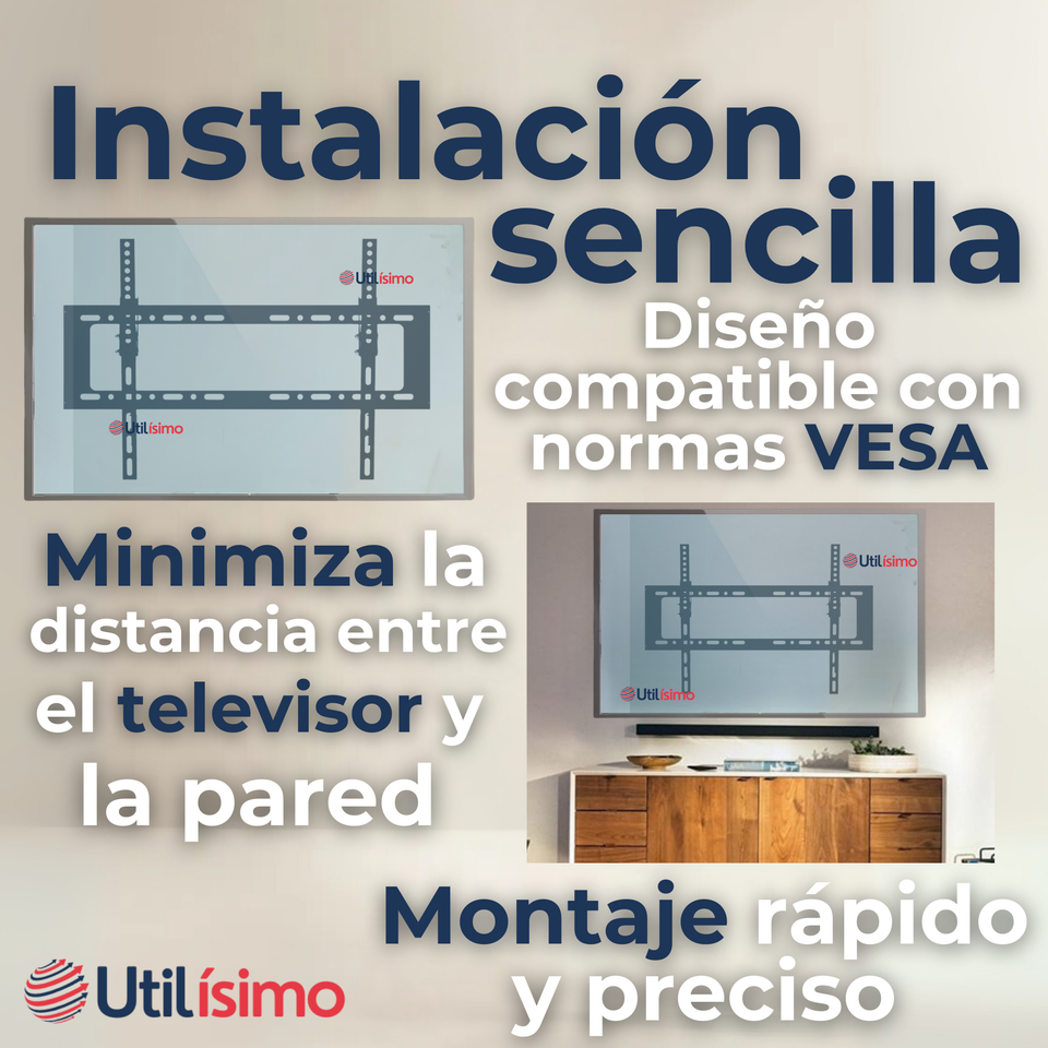 Soporte TV Pared Fijo 45Kg 40 a 80 Pulgadas 40 42 43 48 49 50 55 58 60 65 70 75 77 80