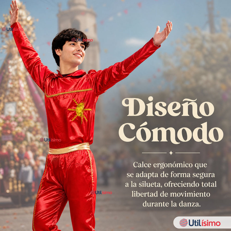 Traje Típico Caporal Rojo Danza Tradicional Fiestas Patrias