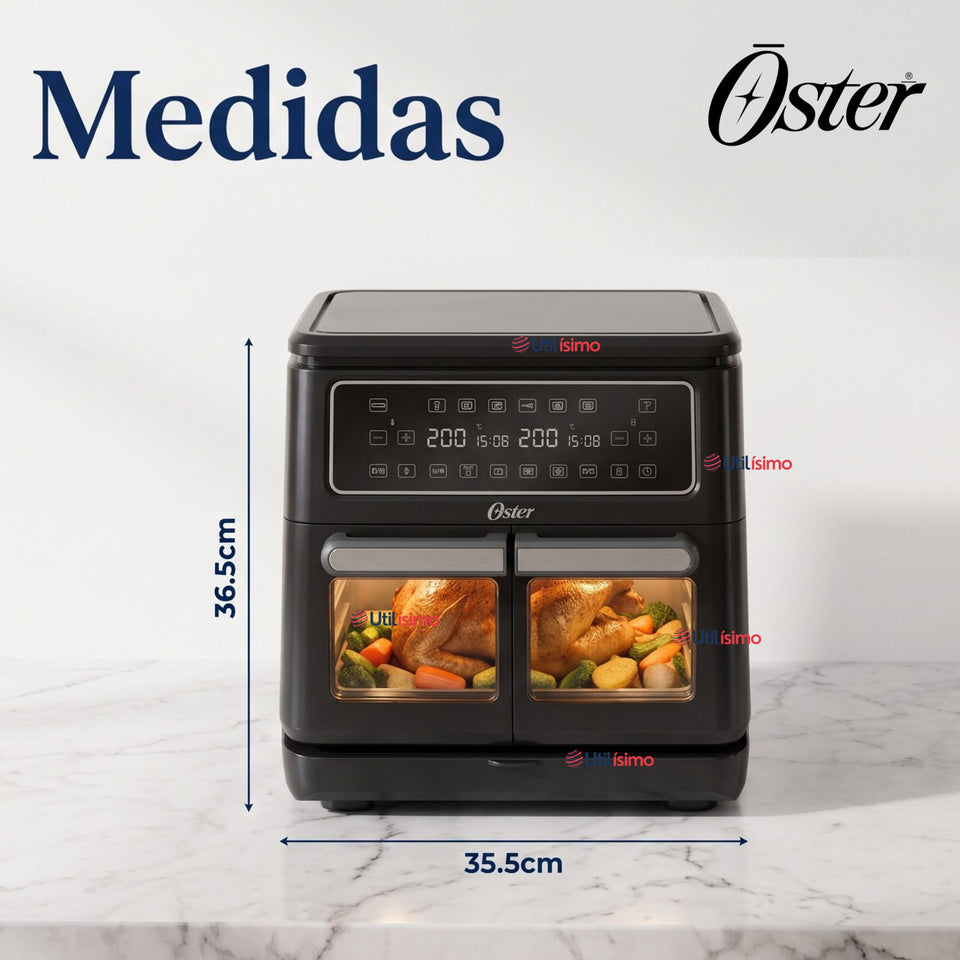 Freidora de aire Oster®, Dual Flex, 11 L de capacidad, negro, CKSTAF11MCDDF