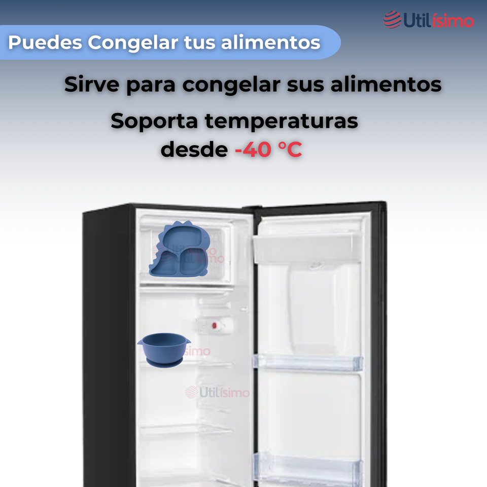 Set De Alimentación Bebé Silicona 5 Piezas Dinosaurio Libre BPA