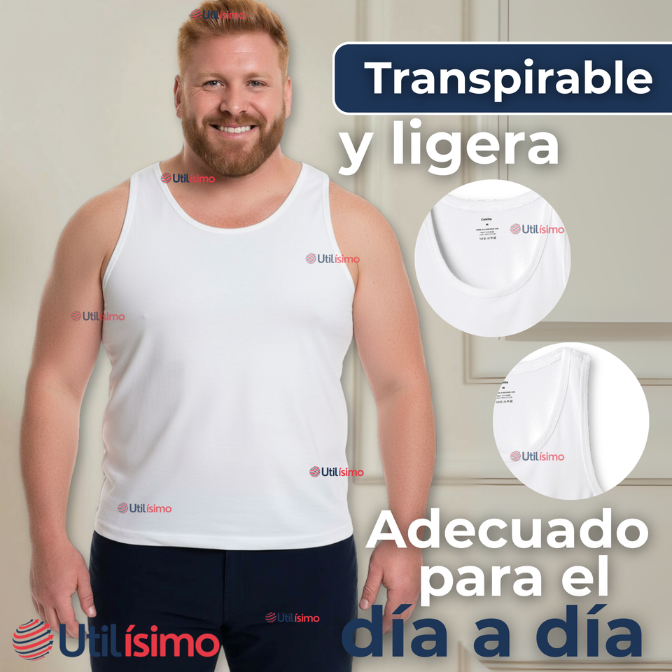 Camiseta Sin Manga Básica Suave 100% Algodón Blanco Juvenil