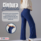 Calza Polar Con Chiporro Palazzo Mujer Elasticada Térmica Azul jeans