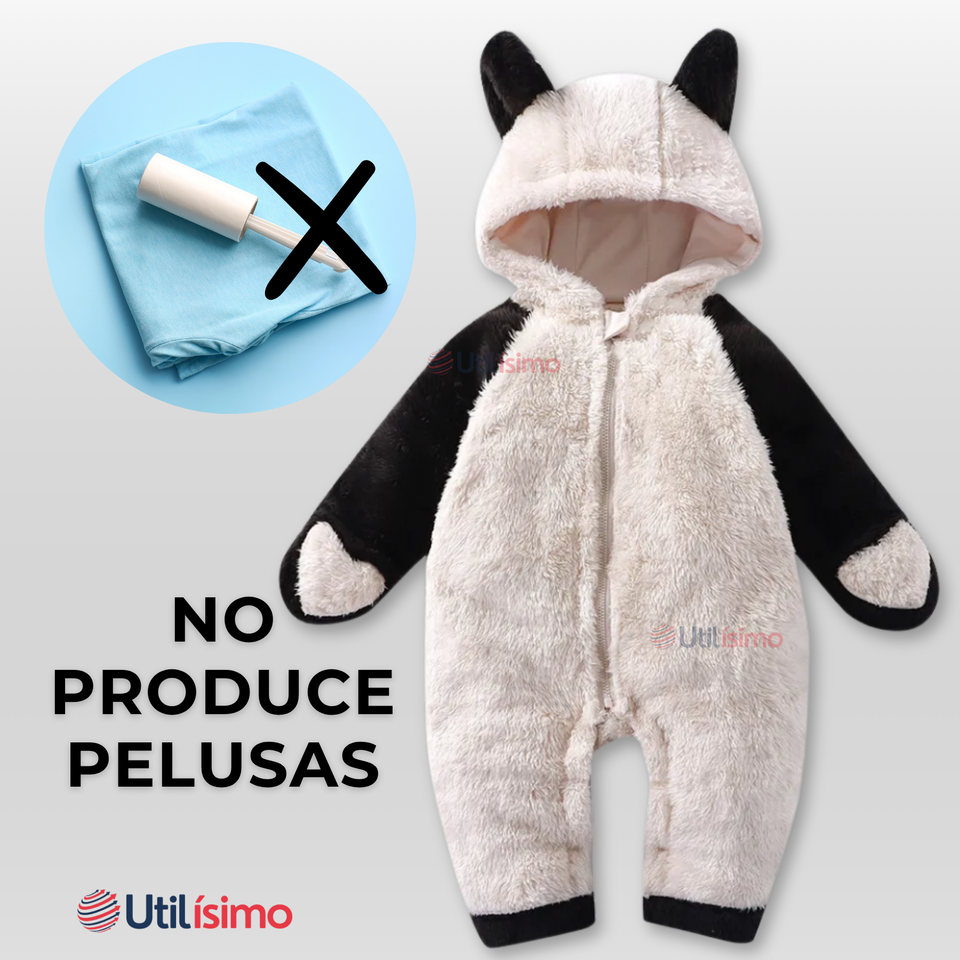 Enterito Osito Polar Con Capucha Blanco y Negro Bebé