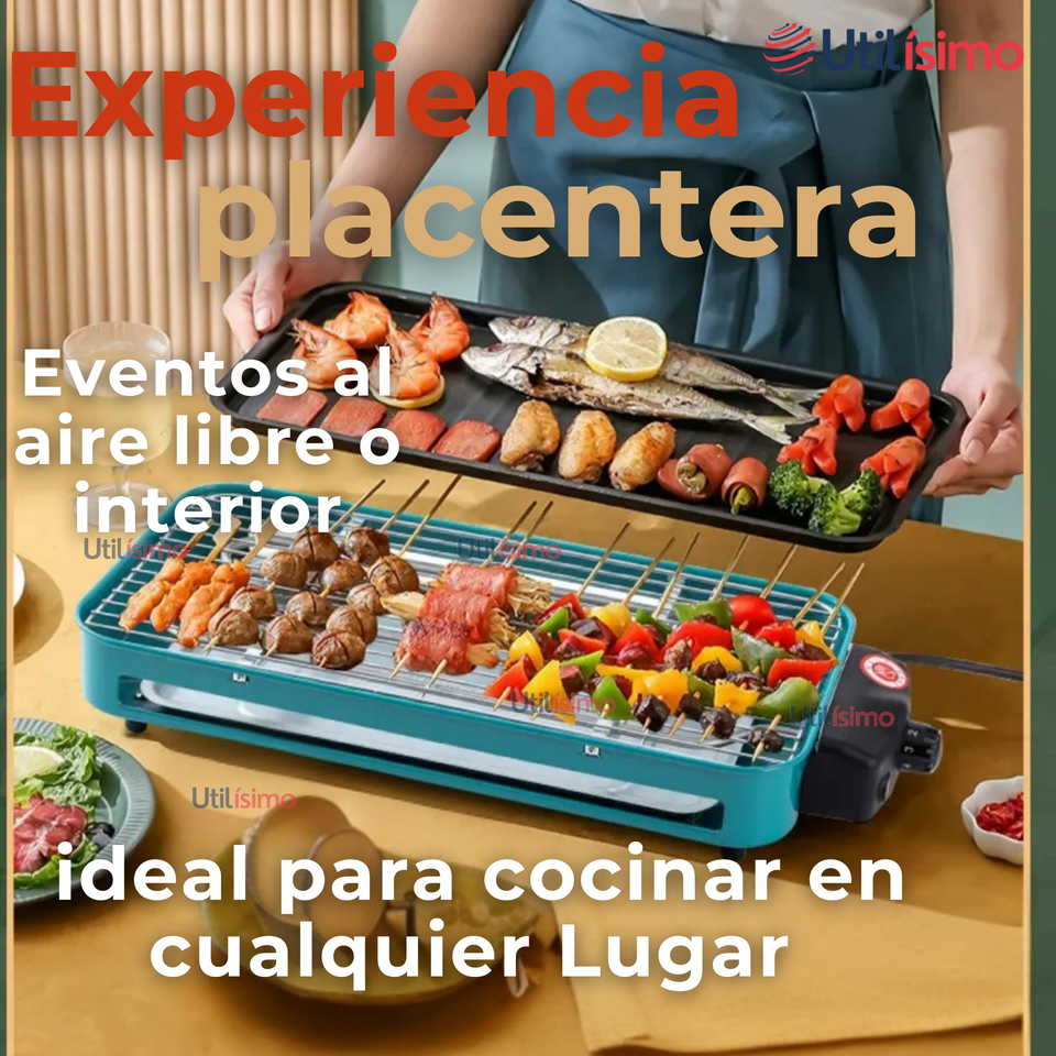 Asador Parrillera Eléctrico Doble Nivel 1500w Churrasquera Portátil