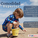 Traje de Baño Manga Larga Pantalón Corto 2 Piezas Corte Split Niño 3 a 9 años Blue Dinosaur