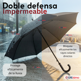 Paraguas Impermeable Grande 113Cm Sombrilla Automática Mango Largo Negro