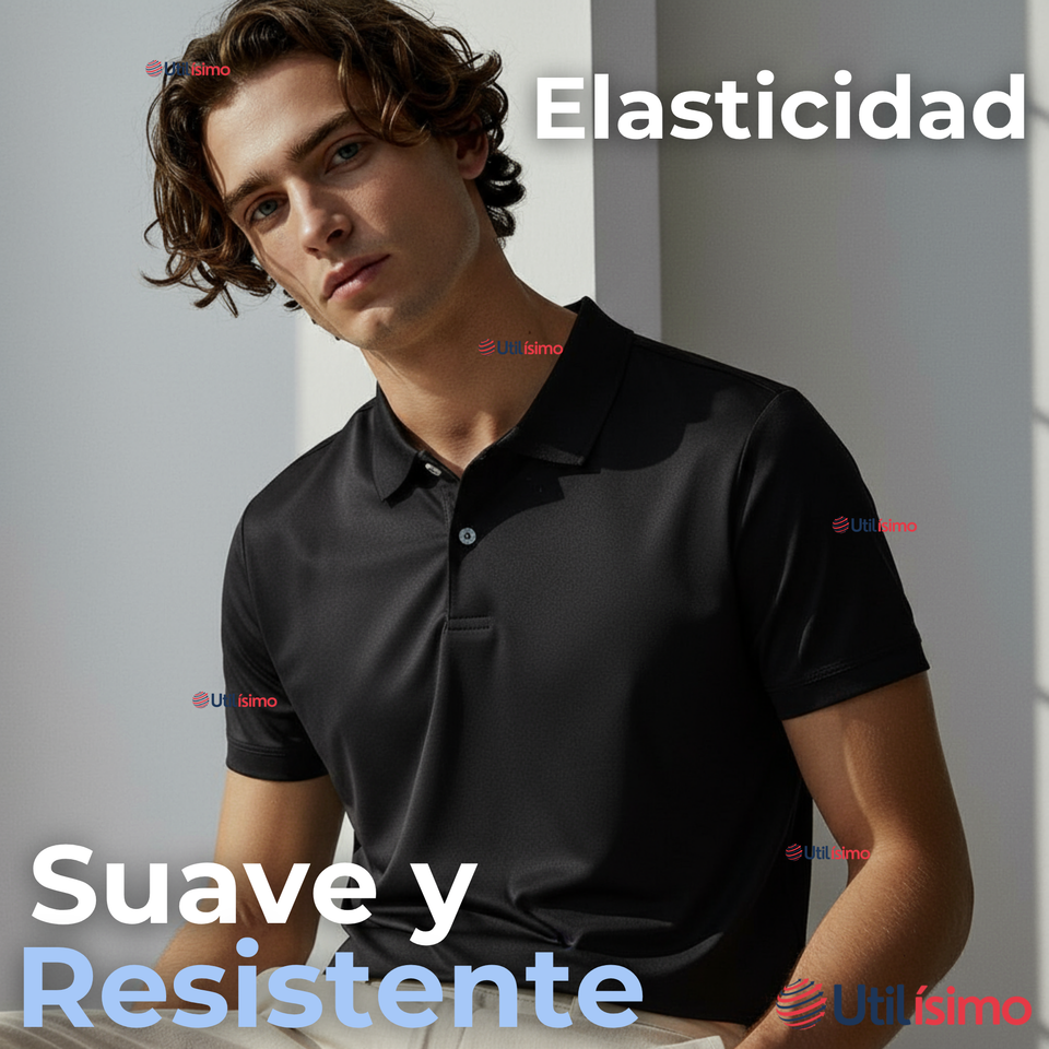Polera Pique Premium 200g Manga Corta 100% Algodón Textura Suave Chemise Negro Hombre