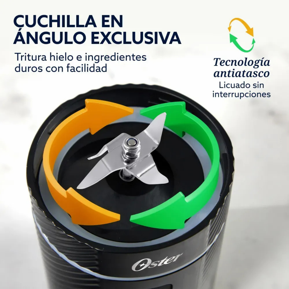Oster Licuadora Portátil, GoMAX, 590 ml de Capacidad, para Smoothies, Negro, BLSTGFP-B20-000