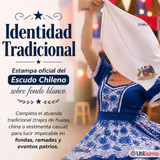 Pack 6 Pañuelos Baile Cueca 36cm Bordado Escudo Chileno Algodón Fiestas Patrias