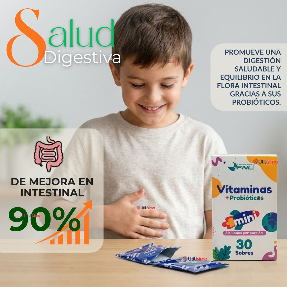 Vitaminas + Probióticos Niños 30 Sobres FNL Mini 3 Billones Sabor Sin Sabor