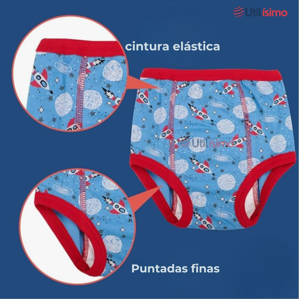 Pack 3 Calzón Calzoncillo Entrenamiento Algodón Absorbente Transpirable Cintura Elástica