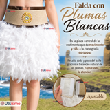 Traje Pascuense Típico Blanco Con Plumas 3 Piezas Niña Rapa Nui Fiestas Patrias